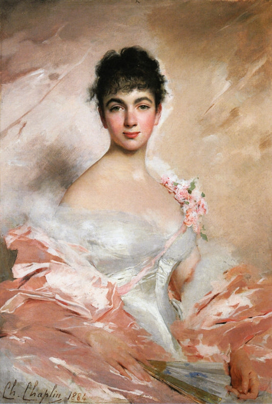 Woman in Pink, vintage artwork by Charles Chaplin, 12x8" (A4) Poster