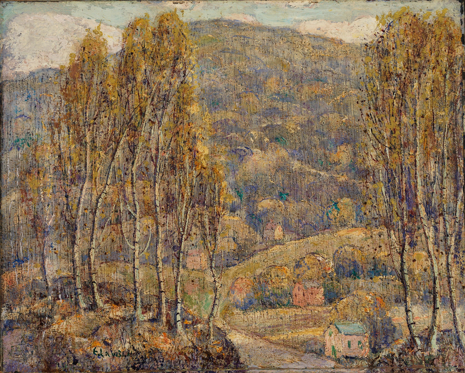 Beeches, vintage artwork by Ernest Lawson, 12x8" (A4) Poster