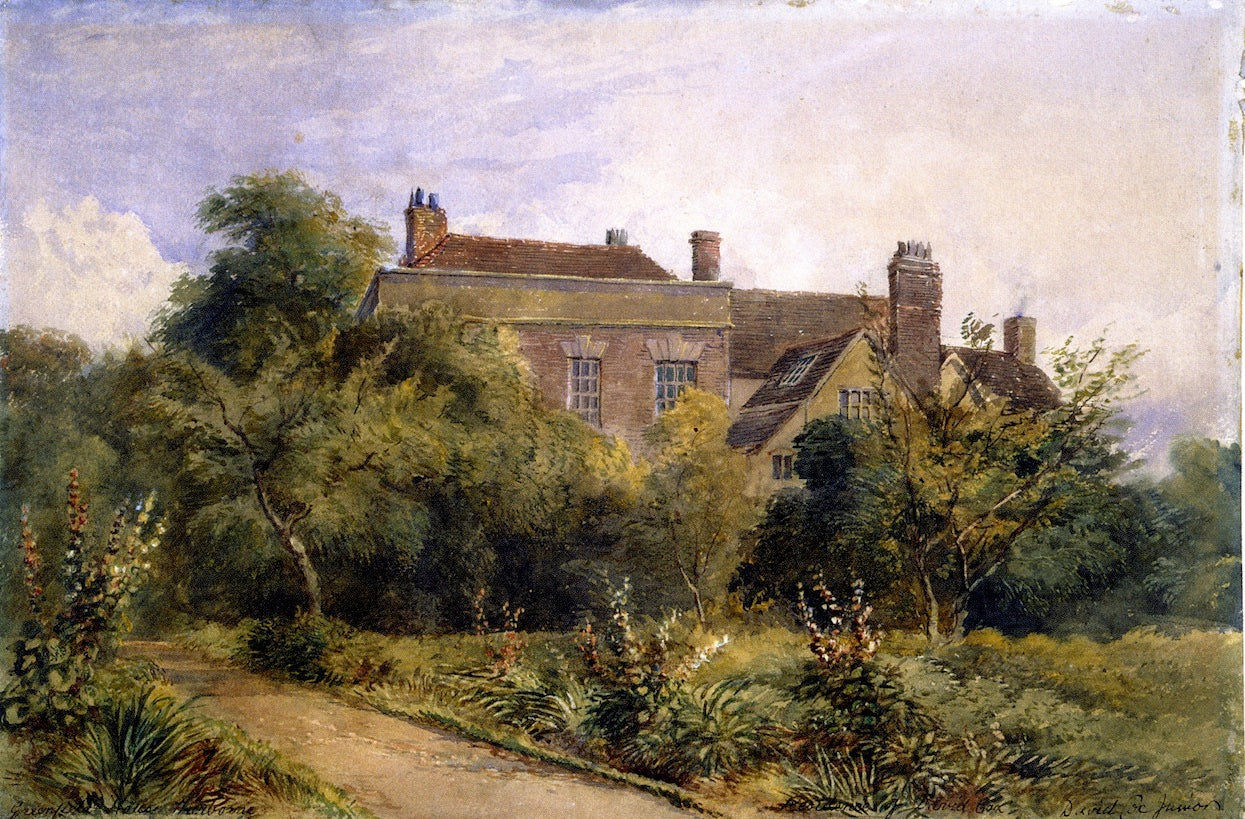 Greenfield House, Harorne, vintage artwork by David Cox, 12x8" (A4) Poster
