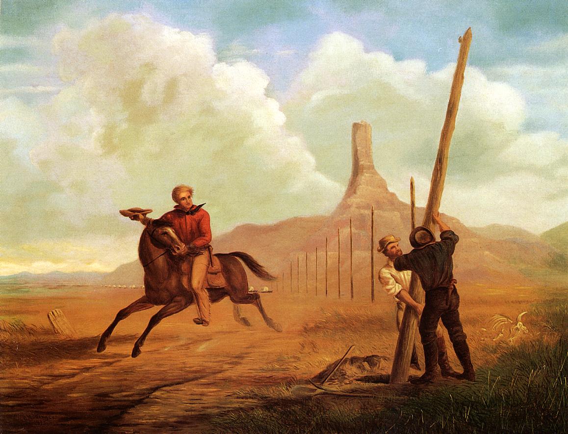 The Last Ride of the Pony Express of 1861, vintage artwork by George M. Ottinger, 12x8" (A4) Poster