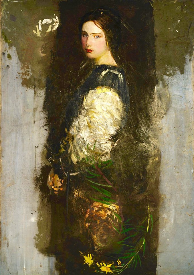 Study of Alma Wollerman (Mrs. Gerald Thayer), vintage artwork by Abbott Handerson Thayer, 12x8" (A4) Poster