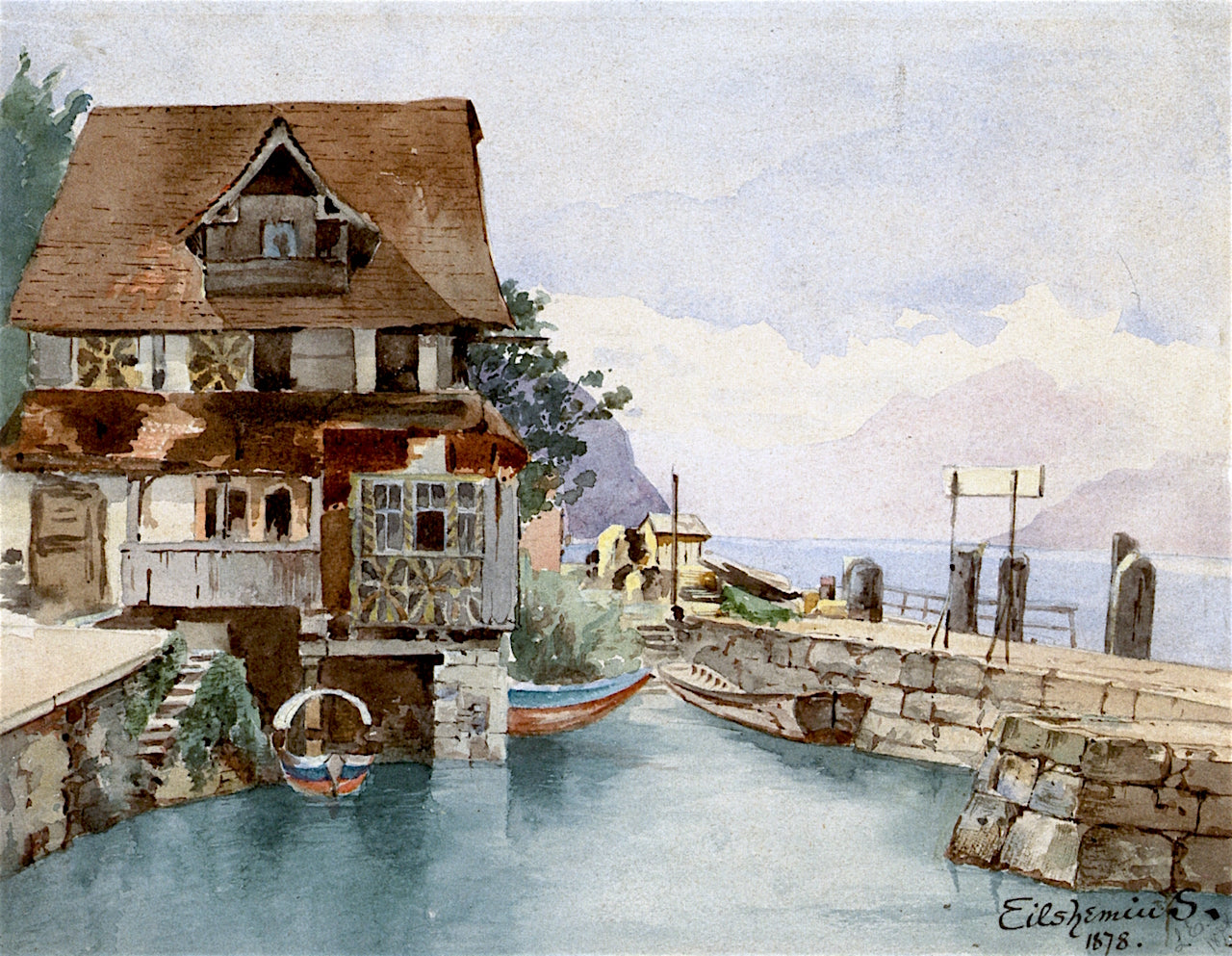 aus Treib, with View on Mount Pilatus by Louis M. Eilshemius,A3(16x12")Poster