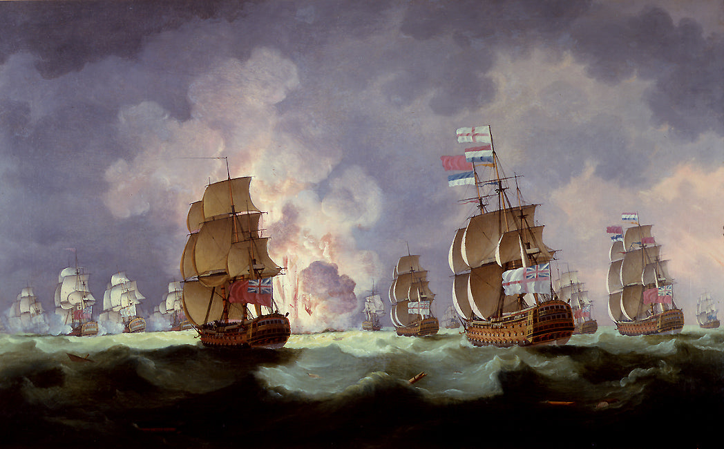 Engagement Between Sir George Brydges Rodney and the Spanish Squadron Near Cape St. Vincent, vintage artwork by Thomas Luny, 12x8" (A4) Poster