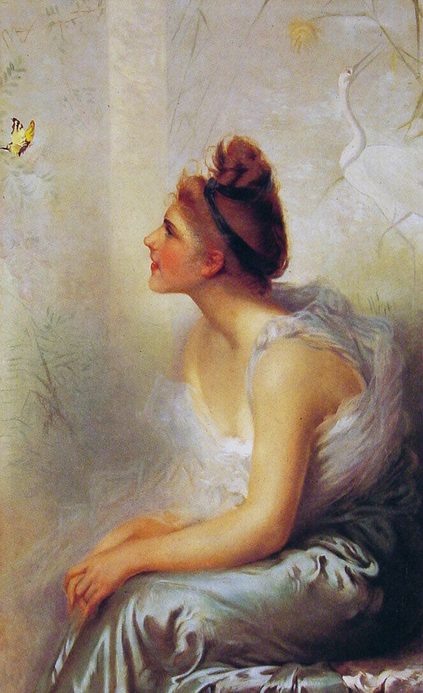 Beauty and the Butterfly by Vittorio Matteo Corcos,A3(16x12")Poster
