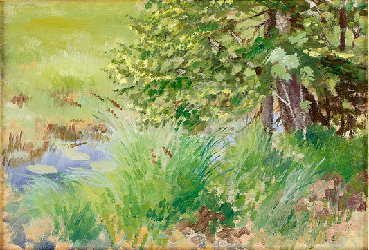 Spruce and Pond, vintage artwork by Bruno Liljefors, 12x8" (A4) Poster