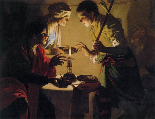 Esau Selling His Birthrigh, vintage artwork by Hendrick Terbrugghen, 12x8" (A4) Poster
