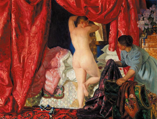 A Beuaty, vintage artwork by Boris Mikhailovich Kustodiev, 12x8" (A4) Poster