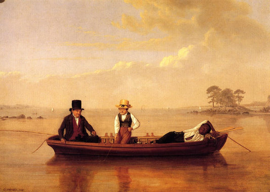 Fishing Party on Long Island Sound off New Rochelle, vintage artwork by James Goodwyn Clonney, A3 (16x12") Poster Print