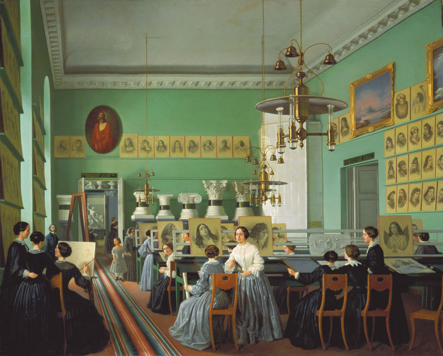 The Drawing School, St. Petersburg, vintage artwork by Ekaterina Khilkova, 12x8" (A4) Poster