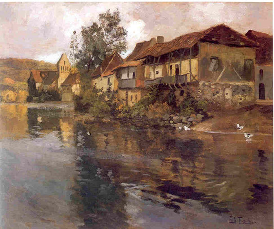 Beautiful Town, vintage artwork by Fritz Thaulow, 12x8" (A4) Poster