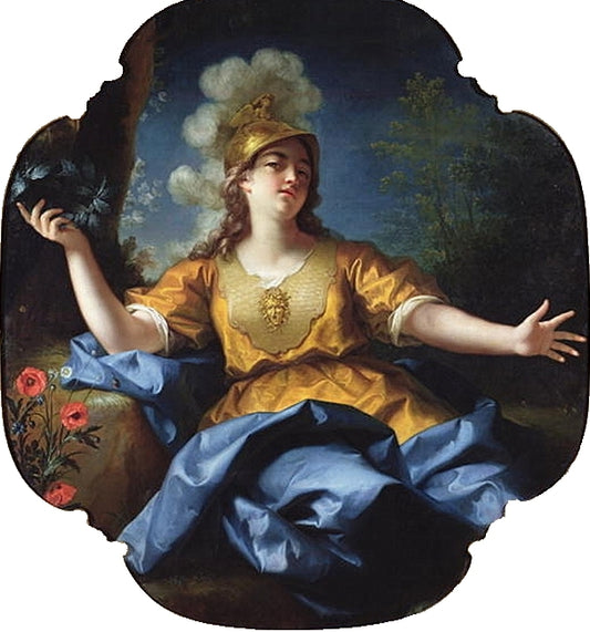 Portrait of a Woman as Minerva, vintage artwork by Jean Raoux, 12x8" (A4) Poster