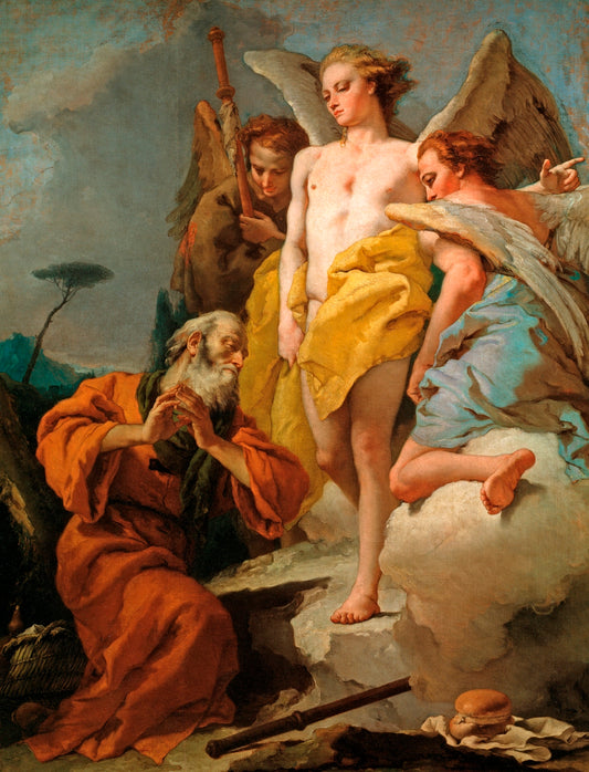 Abraham and the Three Angels, vintage artwork by Giovanni Battista Tiepolo, 12x8" (A4) Poster