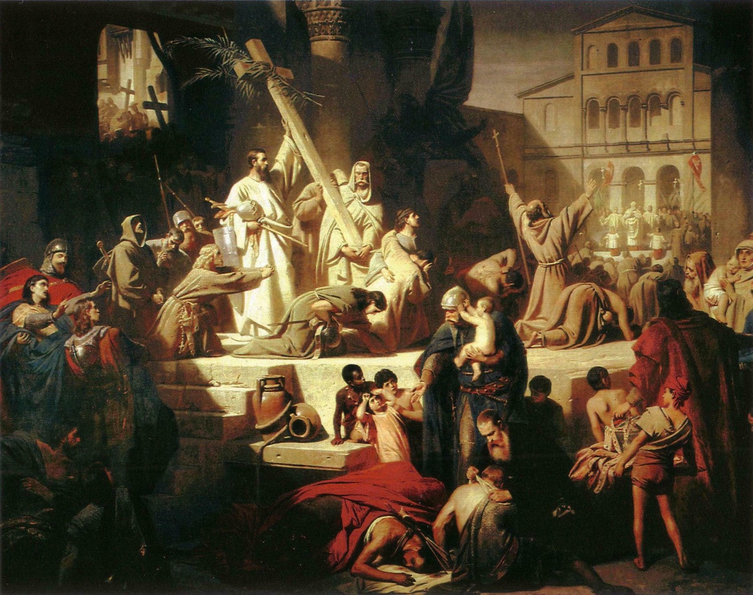 The taking of Jerusalem by  Godfrey de Bouillon 1099, vintage artwork by Carl Theodor von Piloty, 12x8" (A4) Poster