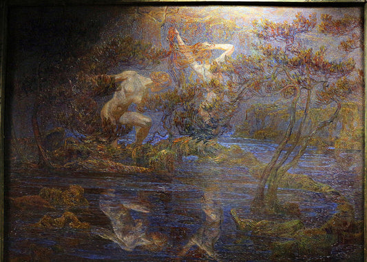 Water Mirror, vintage artwork by Johan Axel Gustaf Acke, 12x8" (A4) Poster