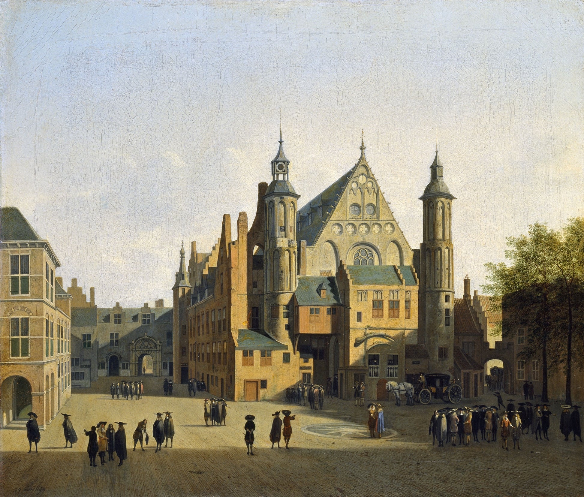 The Binnenhof, The Hague, vintage artwork by Gerrit Adriaensz.Berckheyde, 12x8" (A4) Poster