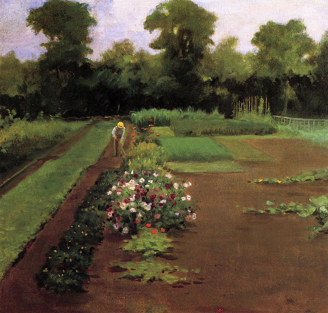 New Hamburg Garden, vintage artwork by James Carroll Beckwith, 12x8" (A4) Poster
