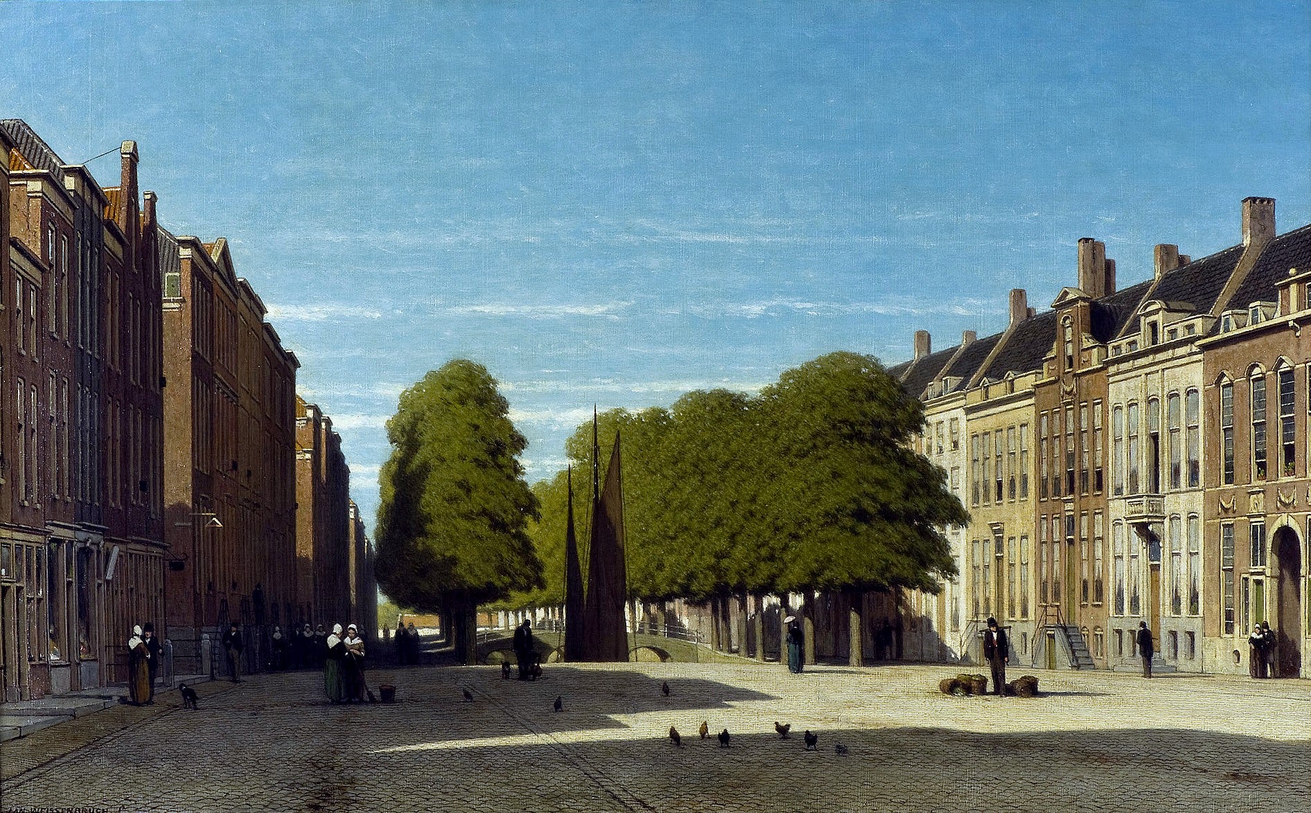 Prinsegracht in The Hague, Seen from the Grote Markt, vintage artwork by Johannes 'Jan' Weissenbruch, 12x8" (A4) Poster