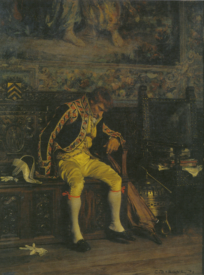 A Footman Sleeping, vintage artwork by Charles Bargue, 12x8" (A4) Poster