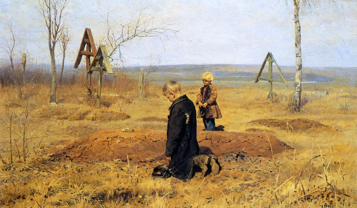 Orphaned by Nikolai Alekseevich Kasatkin,A3(16x12