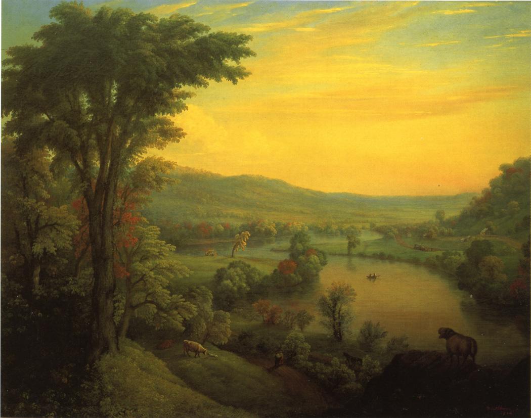 View of the Mohawk near Little Falls, vintage artwork by Manneville E. D. Brown, A3 (16x12") Poster Print