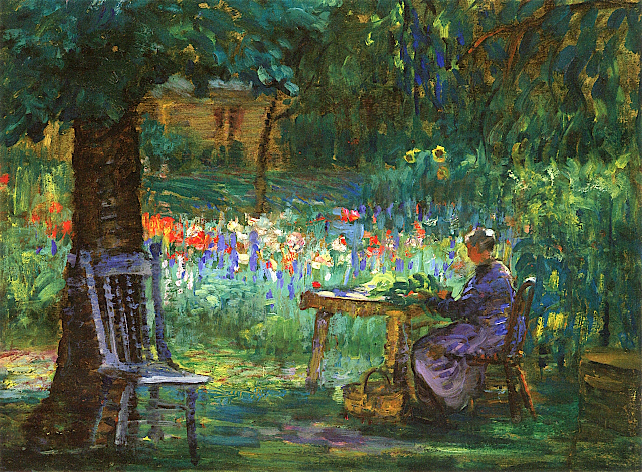 Mother in the Garden by Ada Augusta Wolfe,16x12(A3) Poster