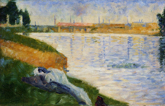 Clothing on the Grass, vintage artwork by Georges Seurat, 12x8" (A4) Poster