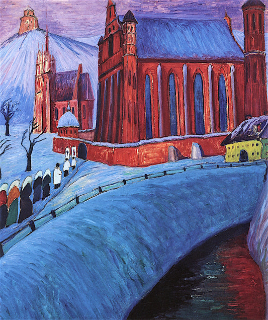 Church of Saint Anne, Vilnius, vintage artwork by Marianne von Werefkin, 12x8" (A4) Poster