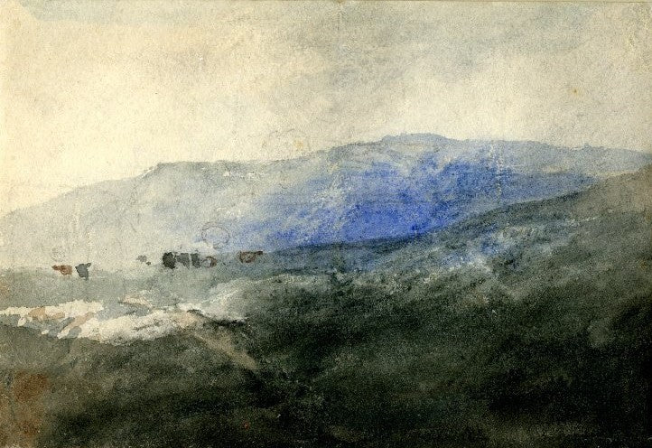 Cattle on a Mountain, North Wales, vintage artwork by John Sell Cotman, 12x8" (A4) Poster