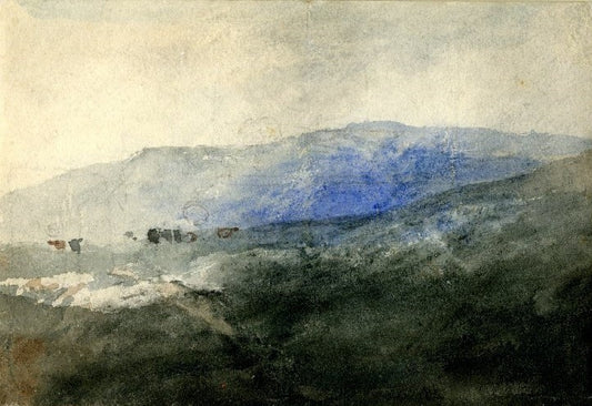 Cattle on a Mountain, North Wales, vintage artwork by John Sell Cotman, 12x8" (A4) Poster