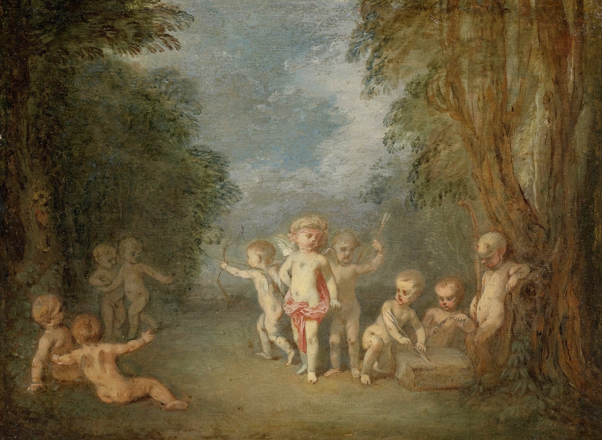 Cupid's Realm, vintage artwork by Jean-Antoine Watteau, 12x8" (A4) Poster