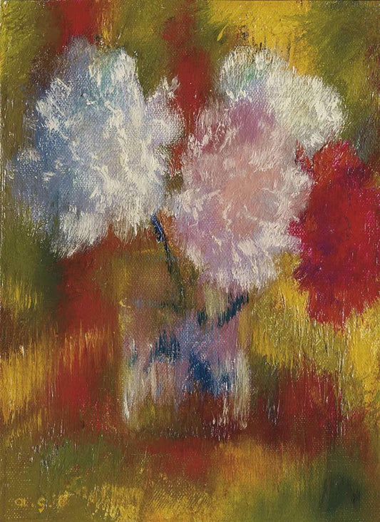 Carnations in Glass Vase, vintage artwork by Augusto Giacometti, 12x8" (A4) Poster