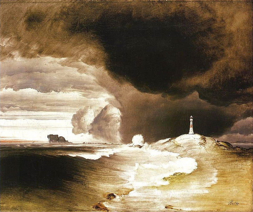 Lighthouse on the Norwegian Coast, vintage artwork by Peder Balke, A3 (16x12") Poster Print