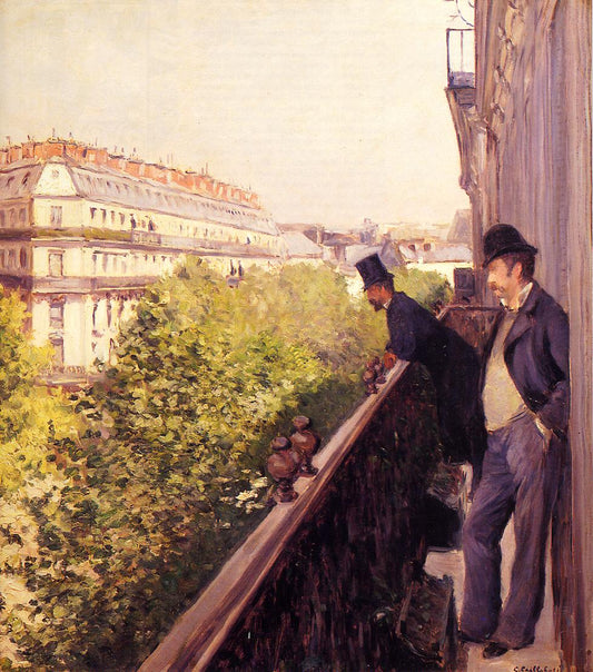 A Balcony, vintage artwork by Gustave Caillebotte, 12x8" (A4) Poster