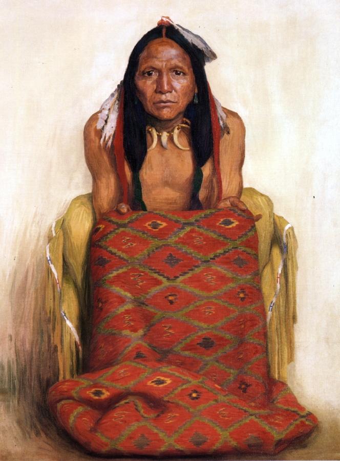 New Rug, vintage artwork by Eanger Irving Couse, 12x8" (A4) Poster