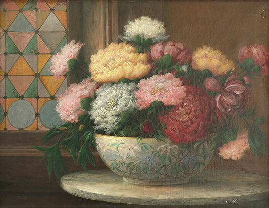 Peonies in a Bowl, vintage artwork by John White Allen Scott, A3 (16x12") Poster Print