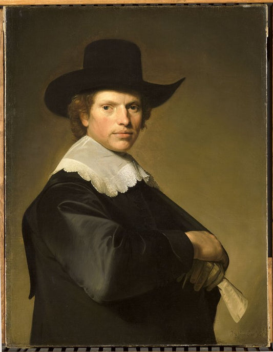 Portrait of a man, vintage artwork by Jan Cornelisz. Verspronck, 12x8" (A4) Poster