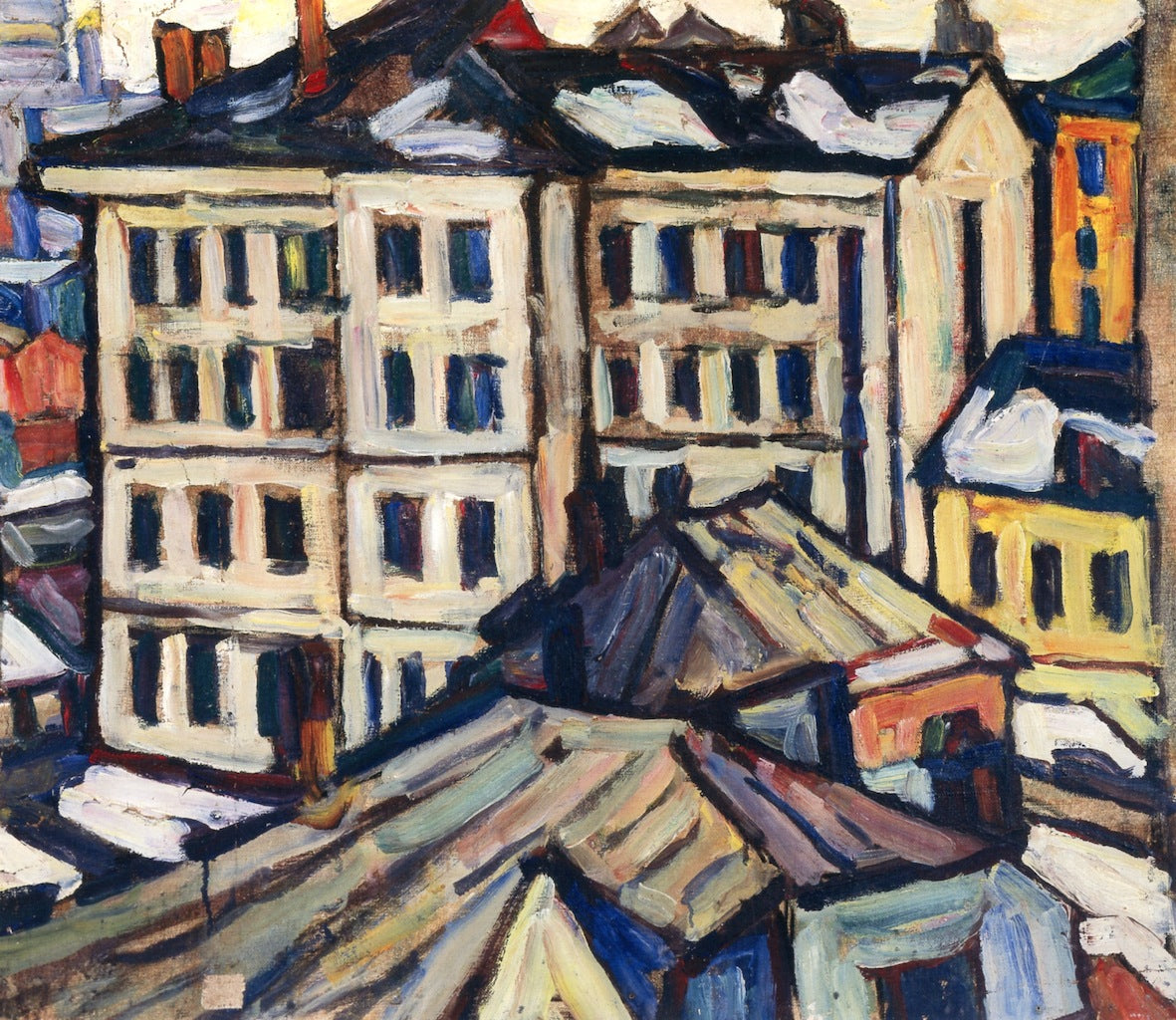 Moscow, Buildings, vintage artwork by Abraham A. Manievich, 12x8" (A4) Poster
