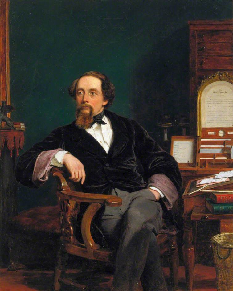 Charles Dickens in His Study, vintage artwork by William Powell Frith, A3 (16x12") Poster Print