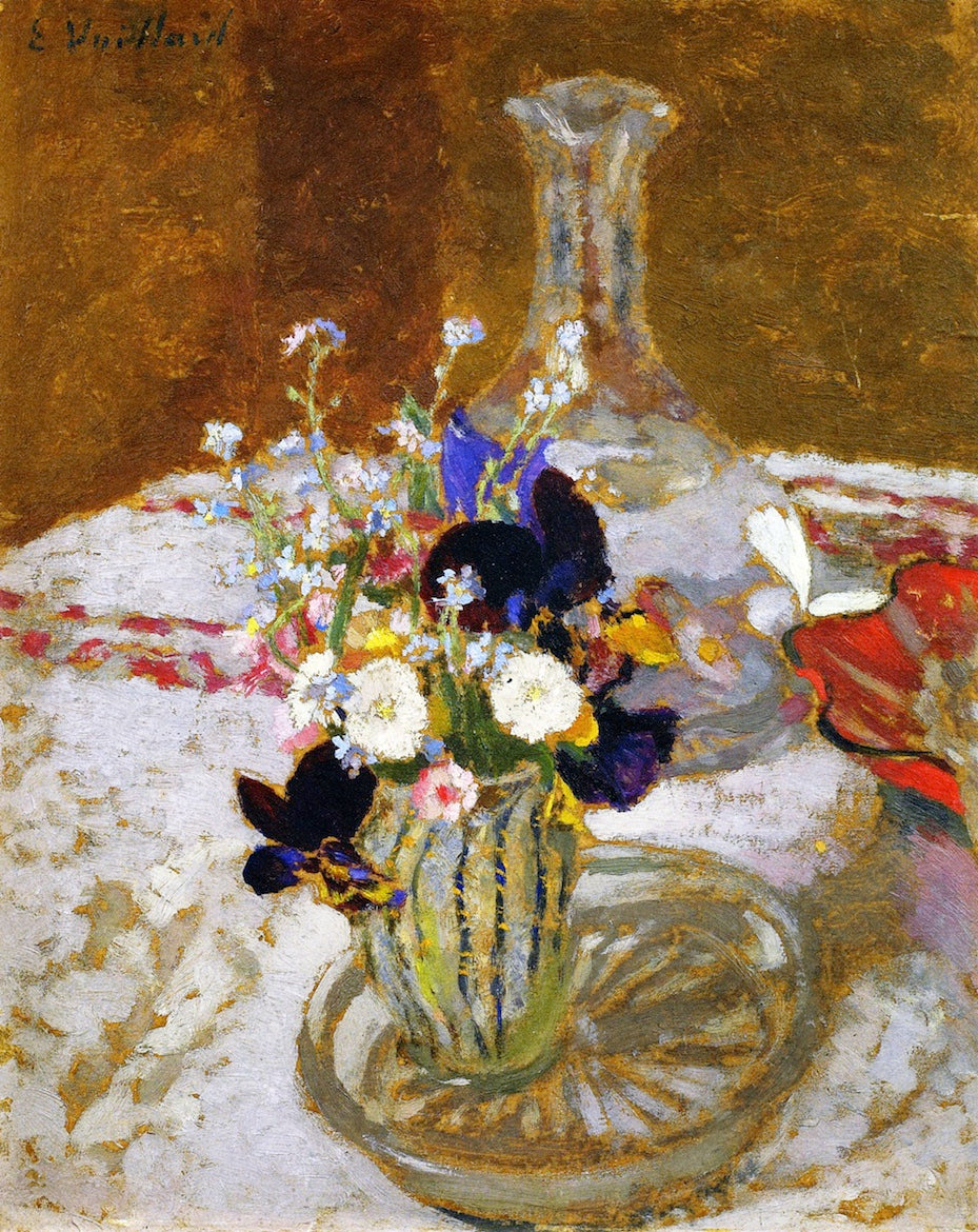 Daisies in front of a Carafe, on a Table by edouard Vuillard,A3(16x12")Poster