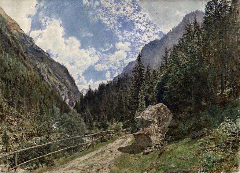 Das Anlauftal bei Gastein, vintage artwork by Rudolf von Alt, A3 (16x12") Poster Print