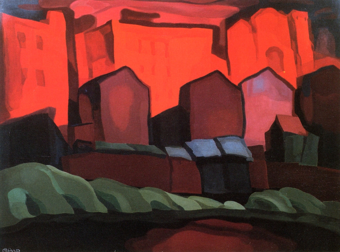 Red Glare, American Night, vintage artwork by Oscar Bluemner, 12x8" (A4) Poster