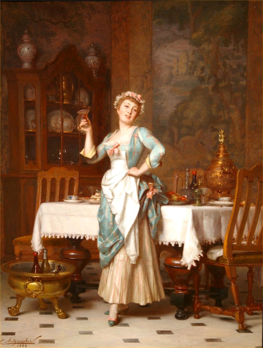 An Elegant Maid, vintage artwork by Emile Pierre Metzmacher, A3 (16x12") Poster Print