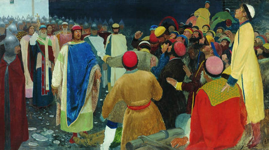 The Judgement of Prince Gleb, vintage artwork by Andrei Petrovich Riabushkin, 12x8" (A4) Poster