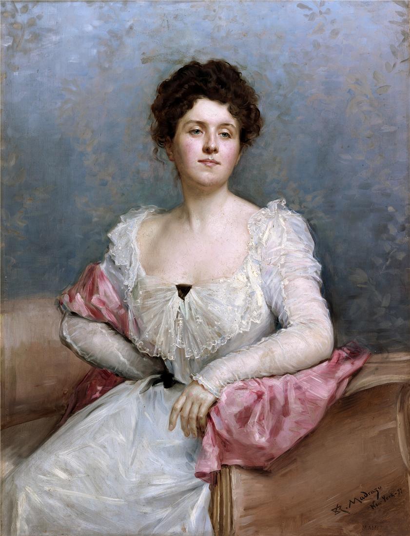 Portrait of a lady, vintage artwork by Raimundo de Madrazo y Garreta, 12x8" (A4) Poster