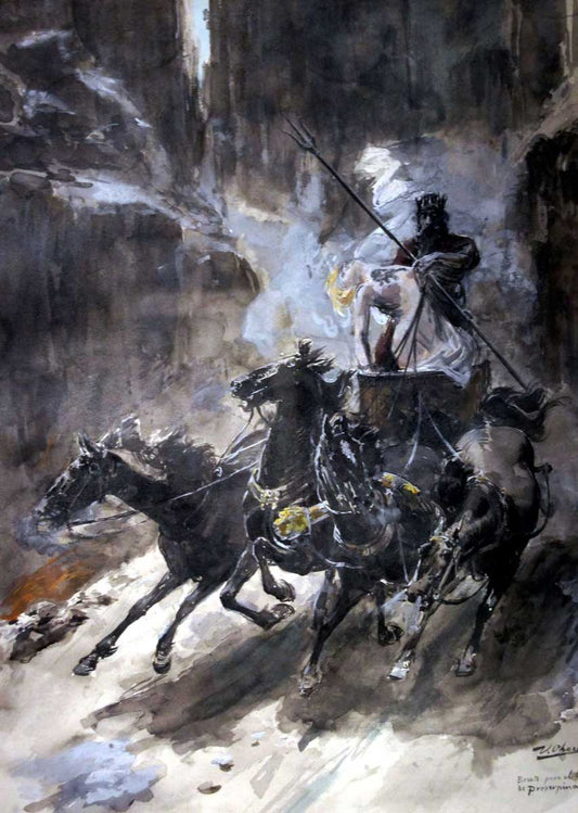 Rape of Proserpina, vintage artwork by Ulpiano Checa y Sanz, 12x8" (A4) Poster