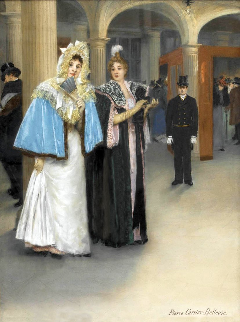 Two Ladies in the Theater Foyer by Pierre Carrier-Belleuse,A3(16x12")Poster