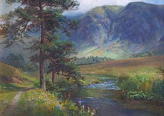 St John's in the Vale, Cumbria, vintage artwork by William Lakin Turner, 12x8" (A4) Poster