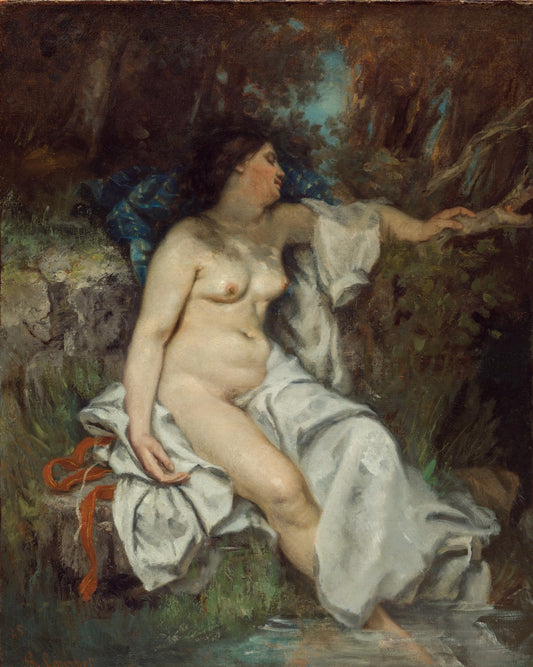 Bather Sleeping by  a Brook, vintage artwork by Gustave Courbet, A3 (16x12") Poster Print