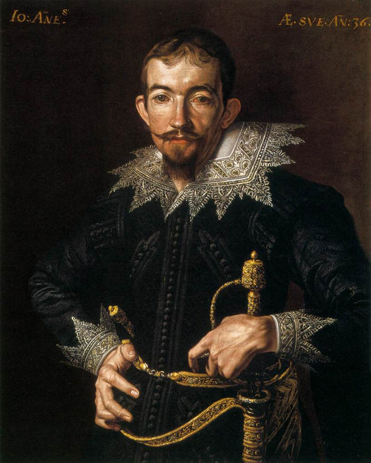 Portrait of a Gentleman with a Sword, vintage artwork by Tanzio da Varallo, 12x8" (A4) Poster
