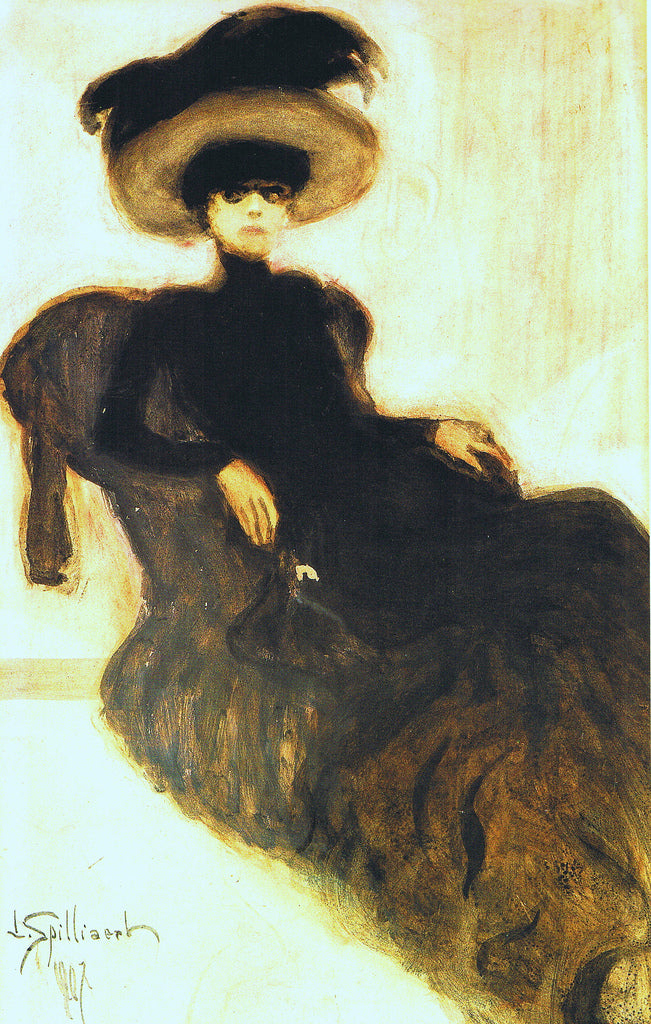Woman in Black with Hat, vintage artwork by Leon Spilliaert, 12x8" (A4) Poster